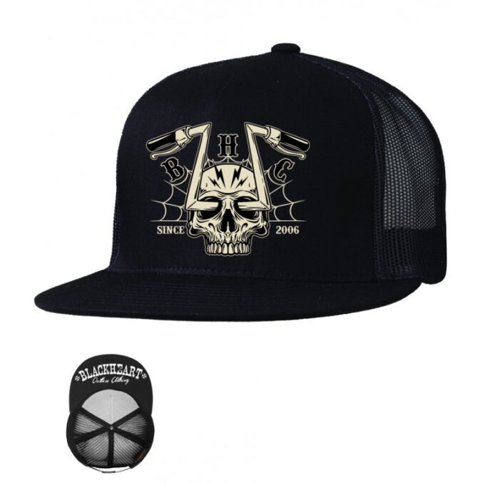 BLACK HEART Chopper Skull Trucker čierna