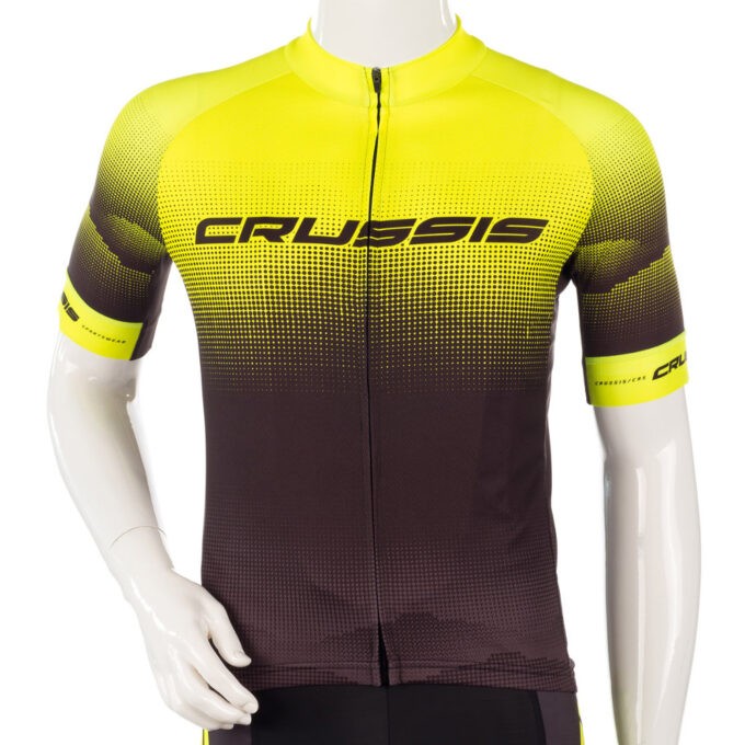 Crussis Cyklistický dres s krátkym rukávom čierna-fluo žltá - S